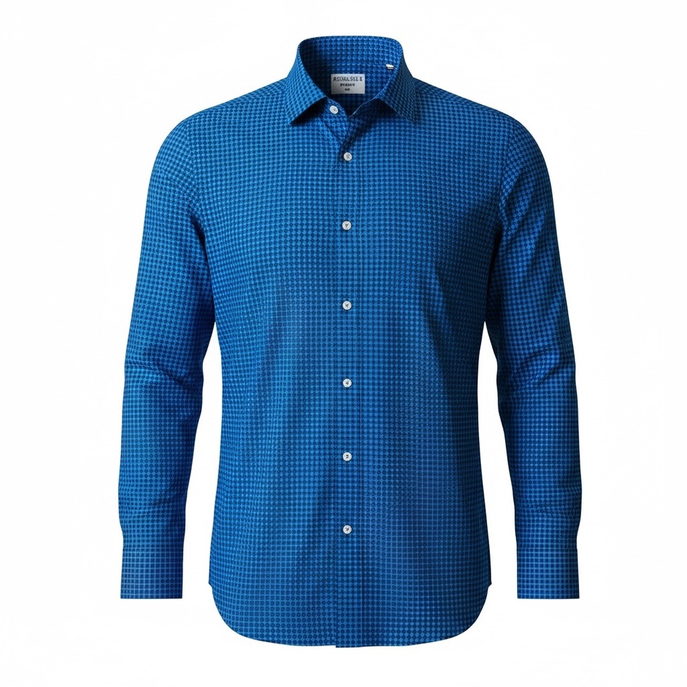 @Collar Men’s Athletic Fit Range Navy/Royal Blue Gingham Dress Shirt Size XL